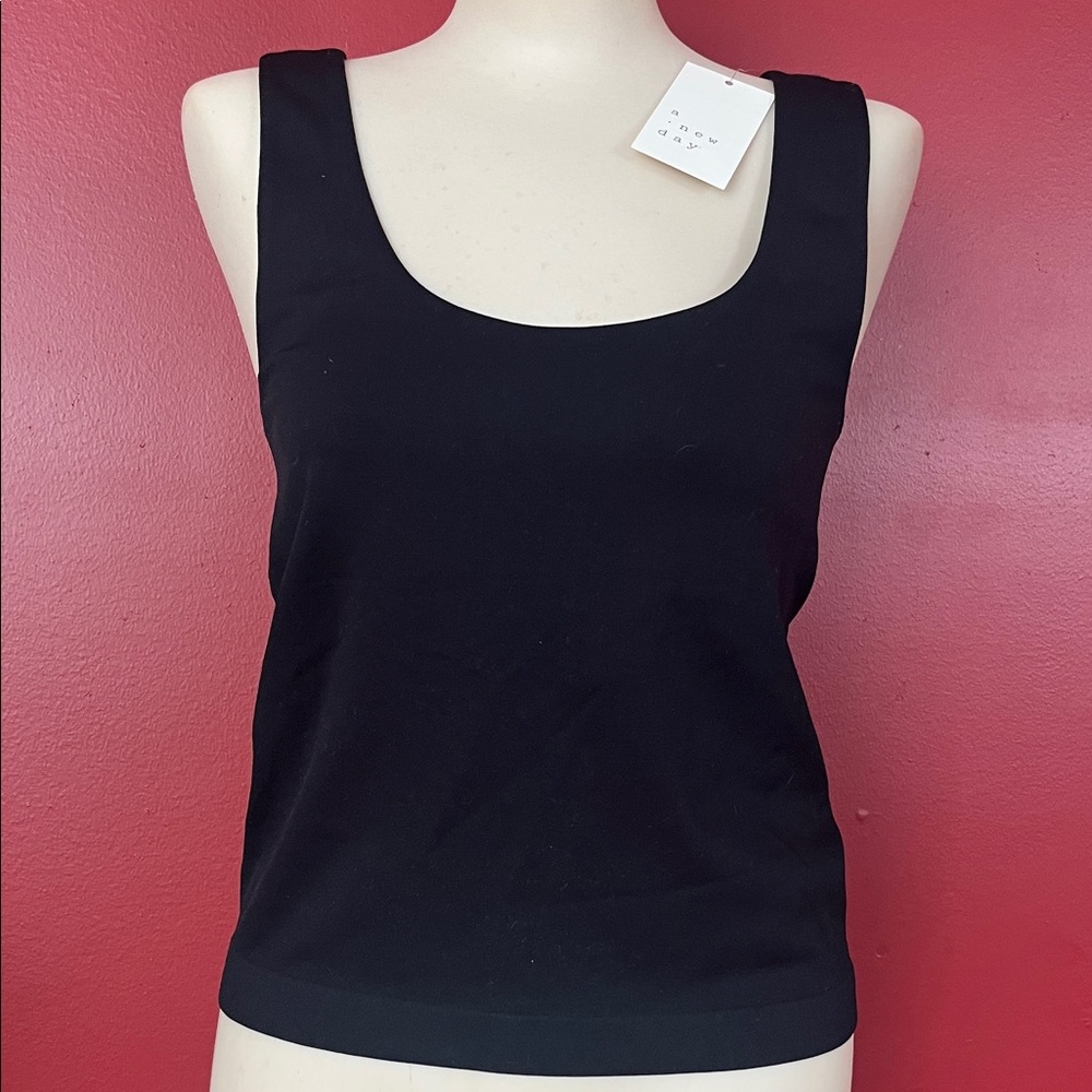New a new day Black Tank Top with built in bra